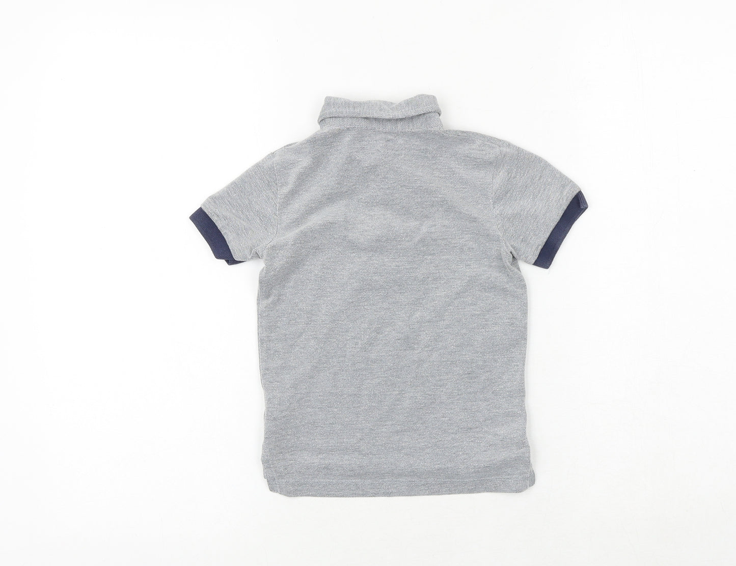 NEXT Boys Blue Geometric Cotton Pullover Polo Size 2-3 Years Collared Button - Boat Pattern