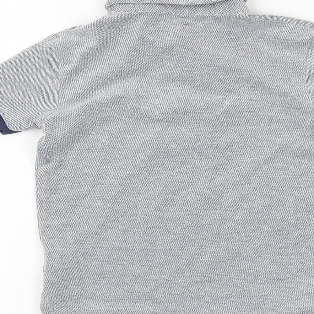 NEXT Boys Blue Geometric Cotton Pullover Polo Size 2-3 Years Collared Button - Boat Pattern