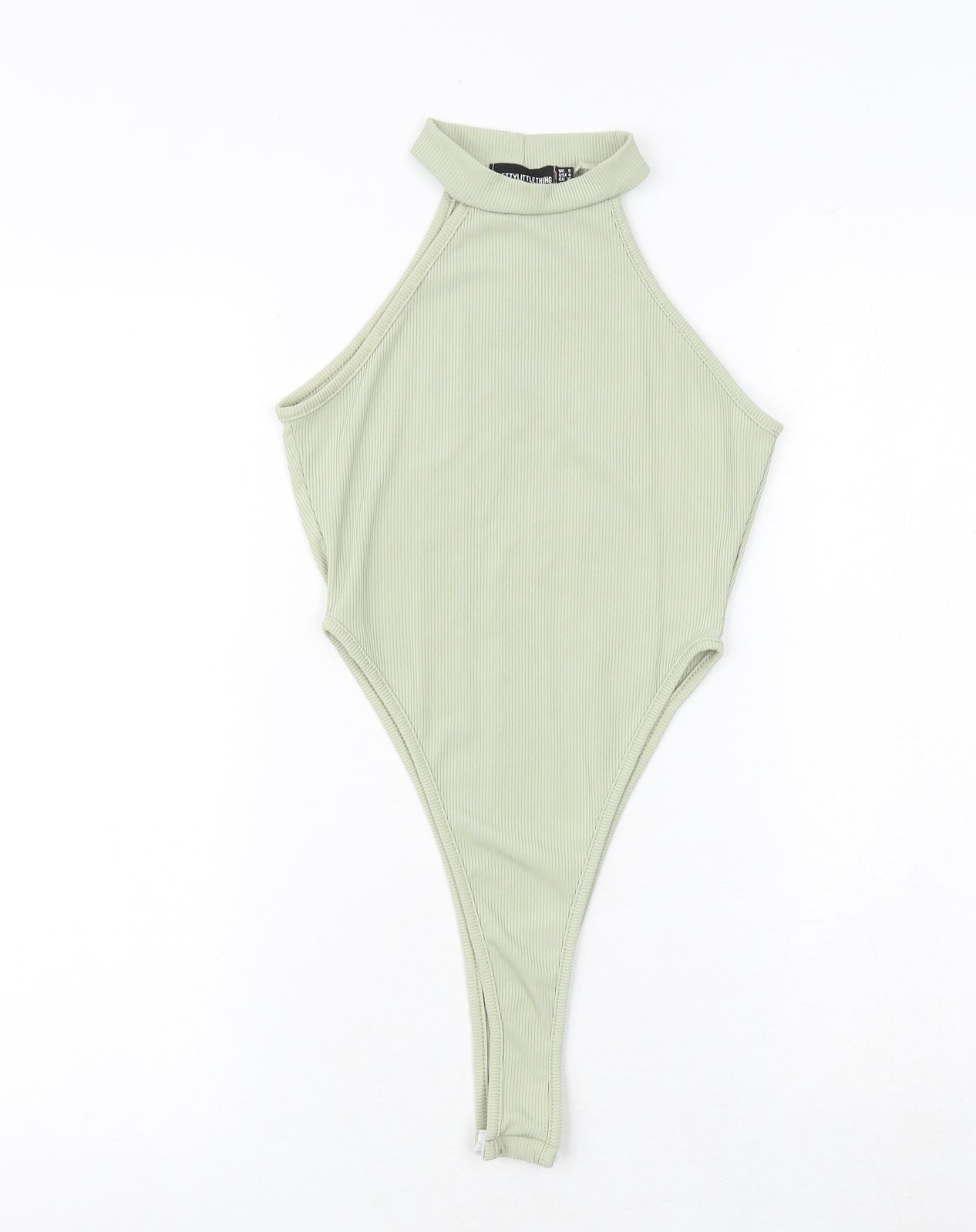 PRETTYLITTLETHING Womens Green Polyester Bodysuit One-Piece Size 8 Snap