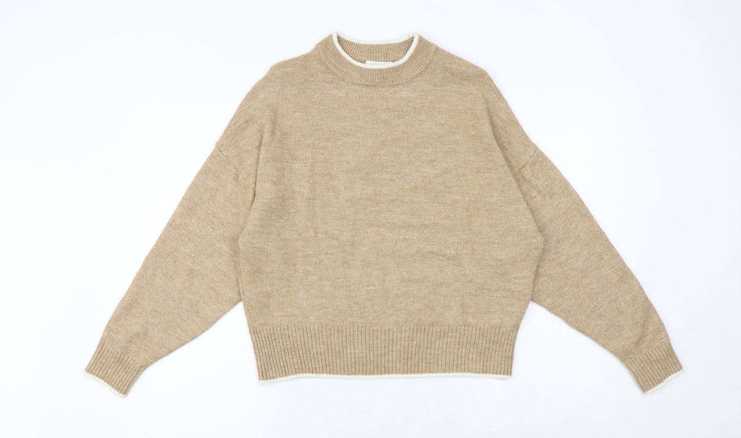 H&M Womens Brown Round Neck Acrylic Pullover Jumper Size S