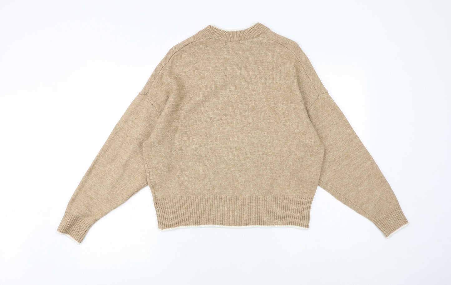 H&M Womens Brown Round Neck Acrylic Pullover Jumper Size S