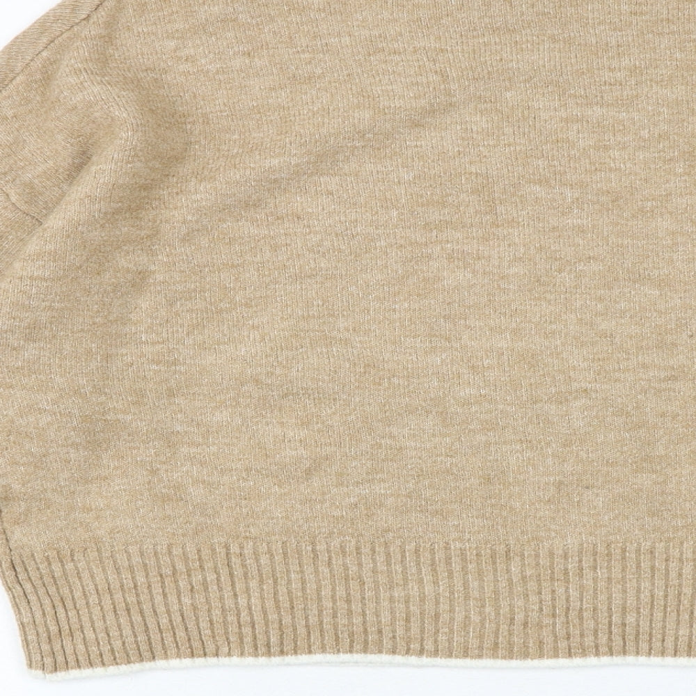 H&M Womens Brown Round Neck Acrylic Pullover Jumper Size S