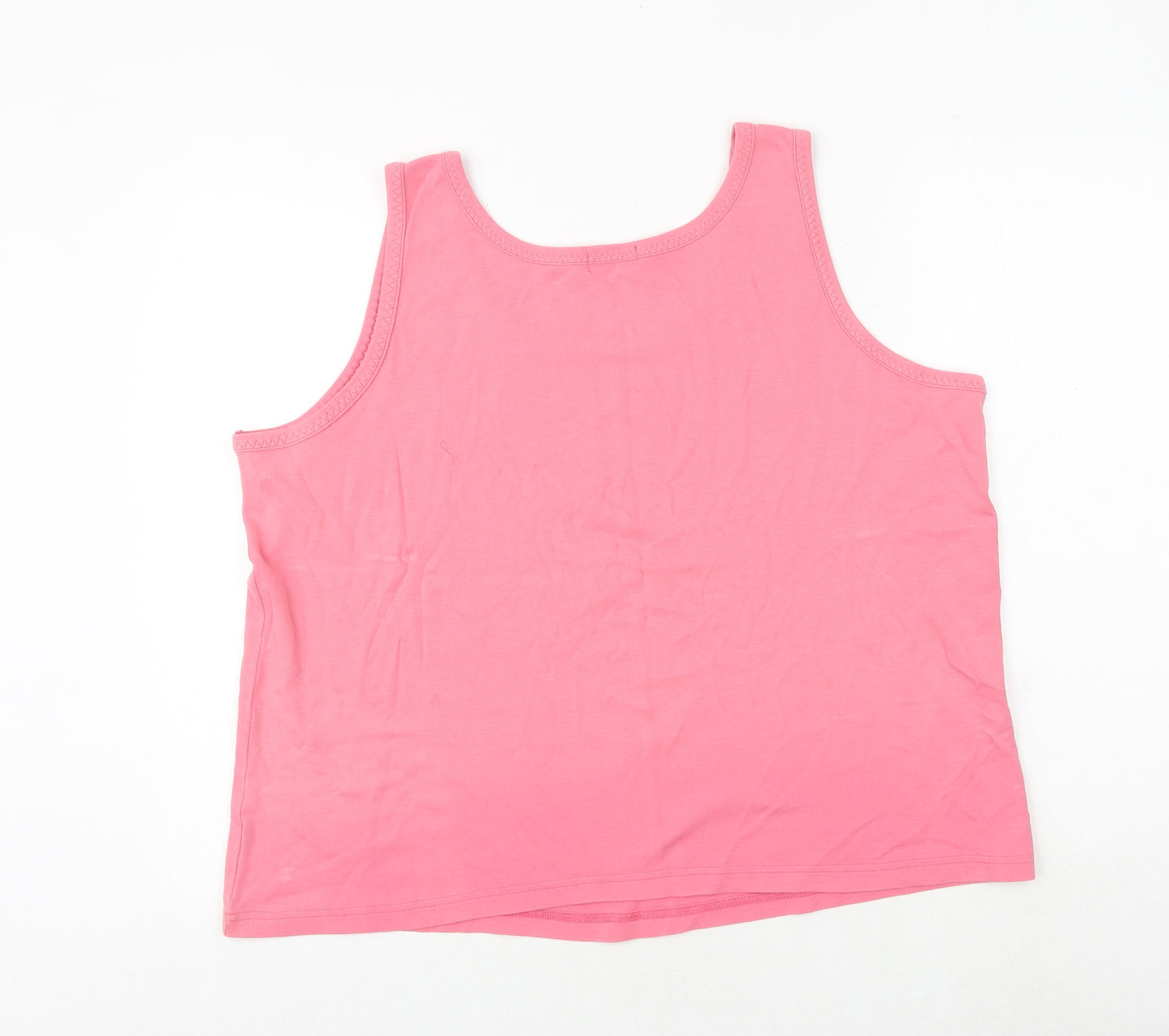 Bonmarché Womens Pink 100% Cotton Basic Tank Size L Round Neck