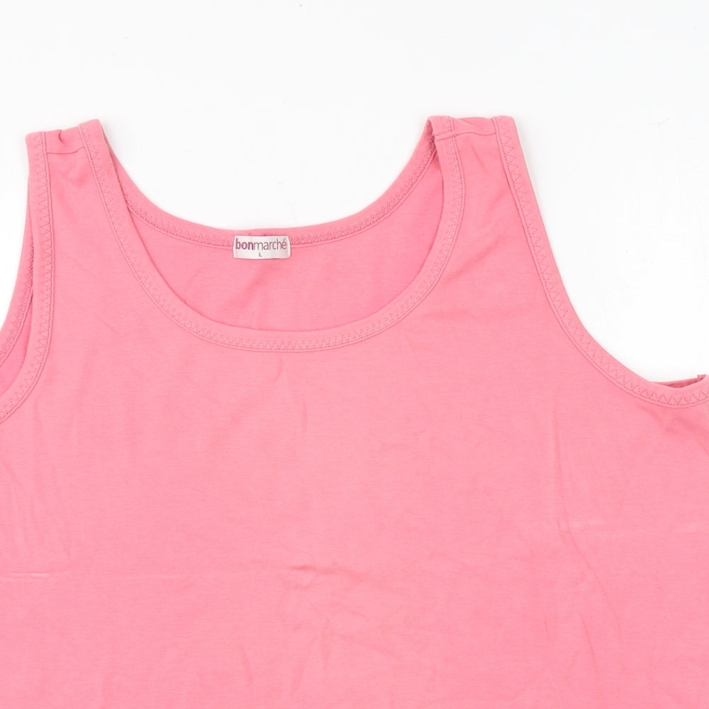 Bonmarché Womens Pink 100% Cotton Basic Tank Size L Round Neck