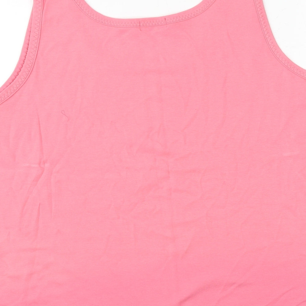 Bonmarché Womens Pink 100% Cotton Basic Tank Size L Round Neck