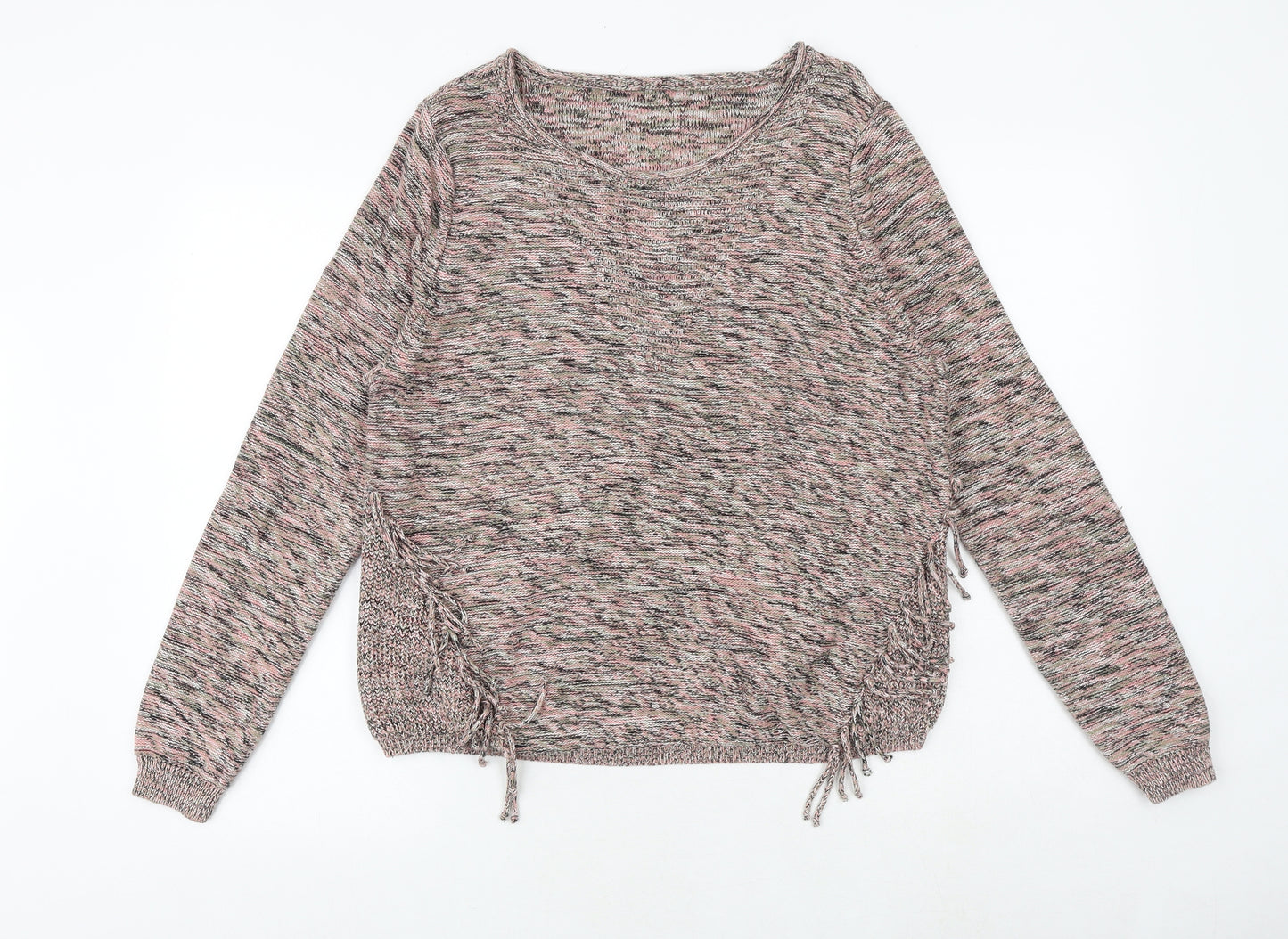 Marks and Spencer Womens Multicoloured Round Neck 100% Cotton Pullover Jumper Size 16