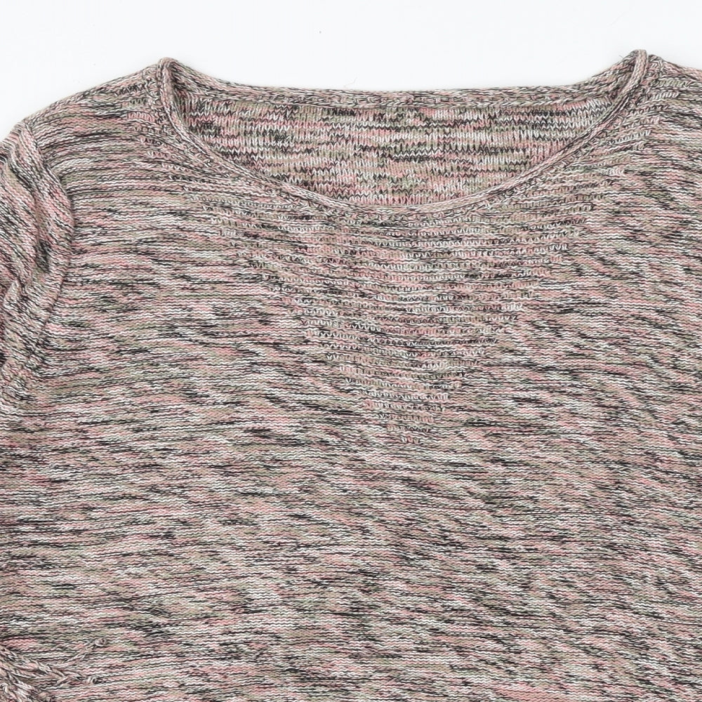 Marks and Spencer Womens Multicoloured Round Neck 100% Cotton Pullover Jumper Size 16