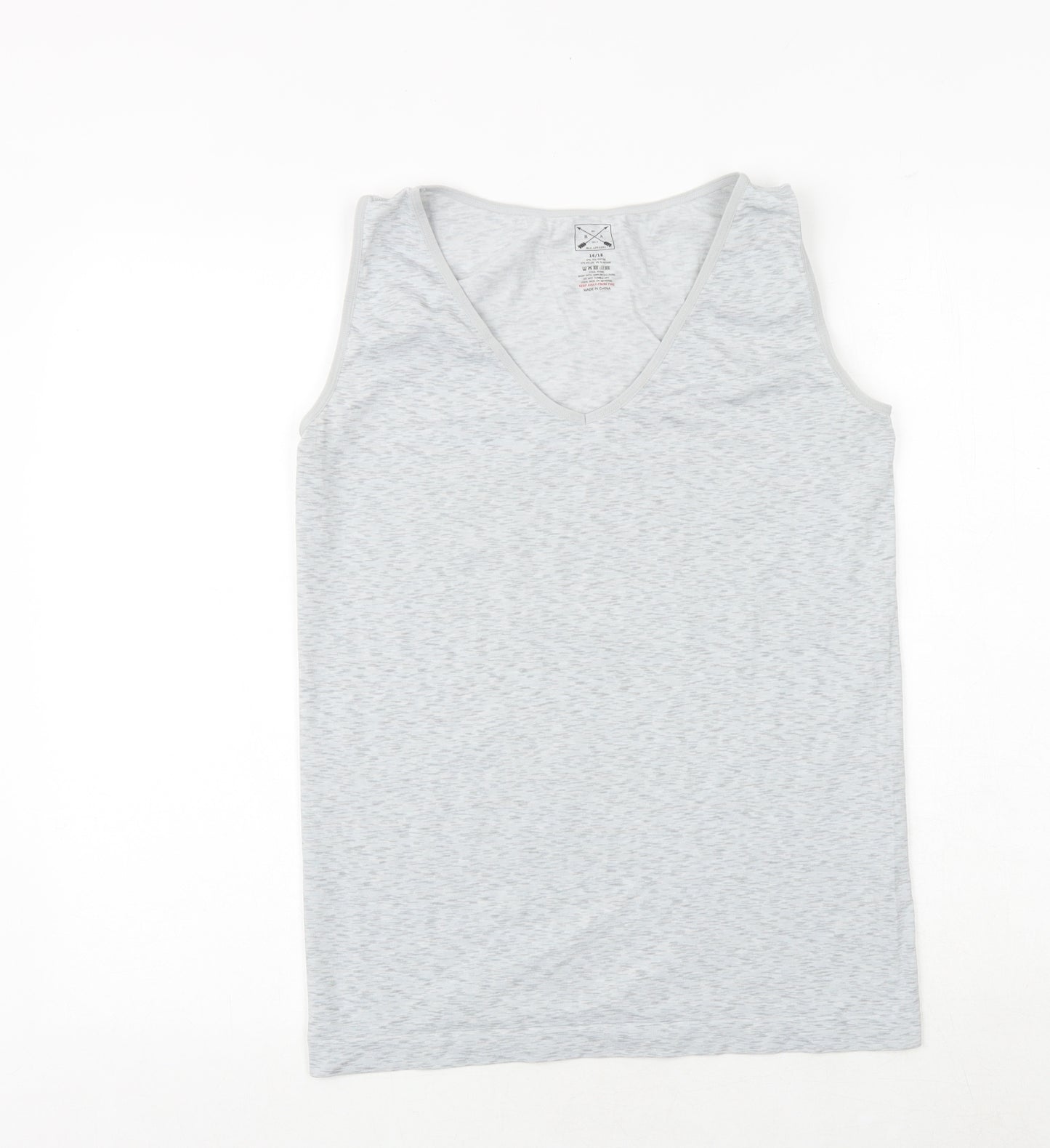 Blu Apparel Womens Grey Polyester Basic Tank Size 16 V-Neck