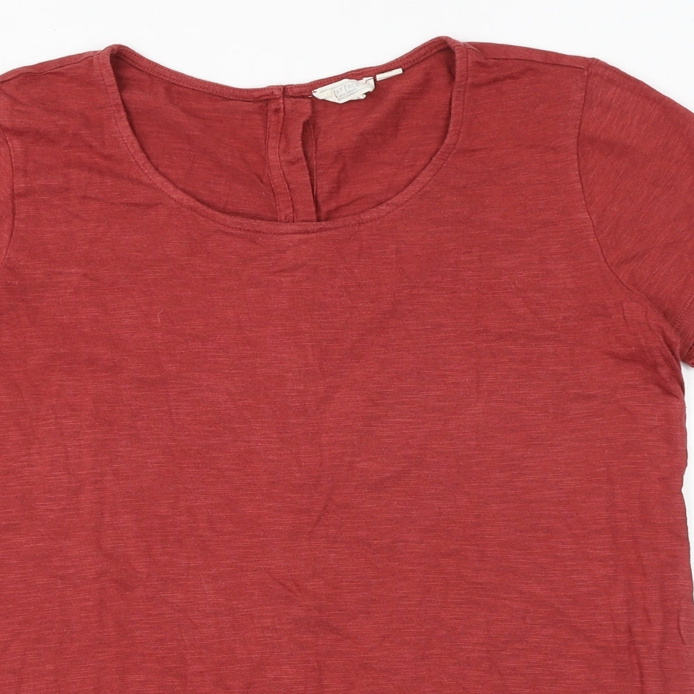 Fat Face Womens Red Viscose Basic T-Shirt Size 10 Round Neck