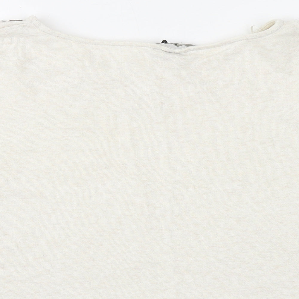 H&M Womens Beige Cotton Basic T-Shirt Size M Boat Neck