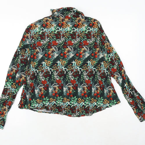 Zara Womens Multicoloured Floral Polyester Basic Blouse Size XS High Neck