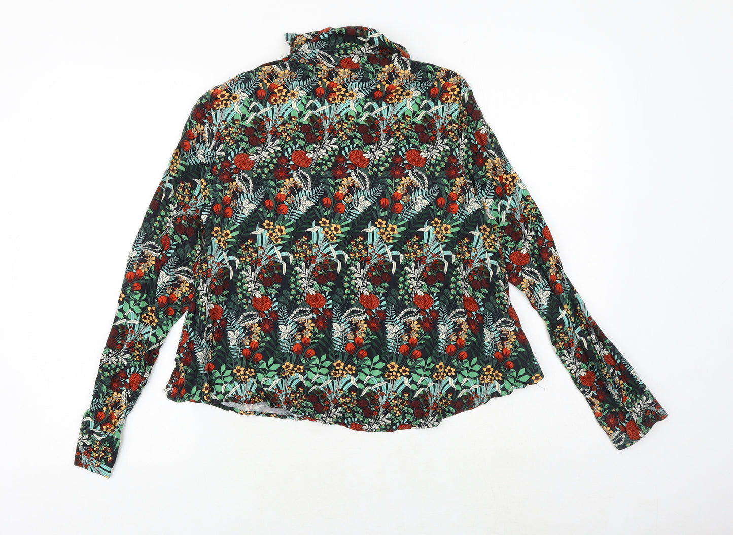 Zara Womens Multicoloured Floral Polyester Basic Blouse Size XS High Neck