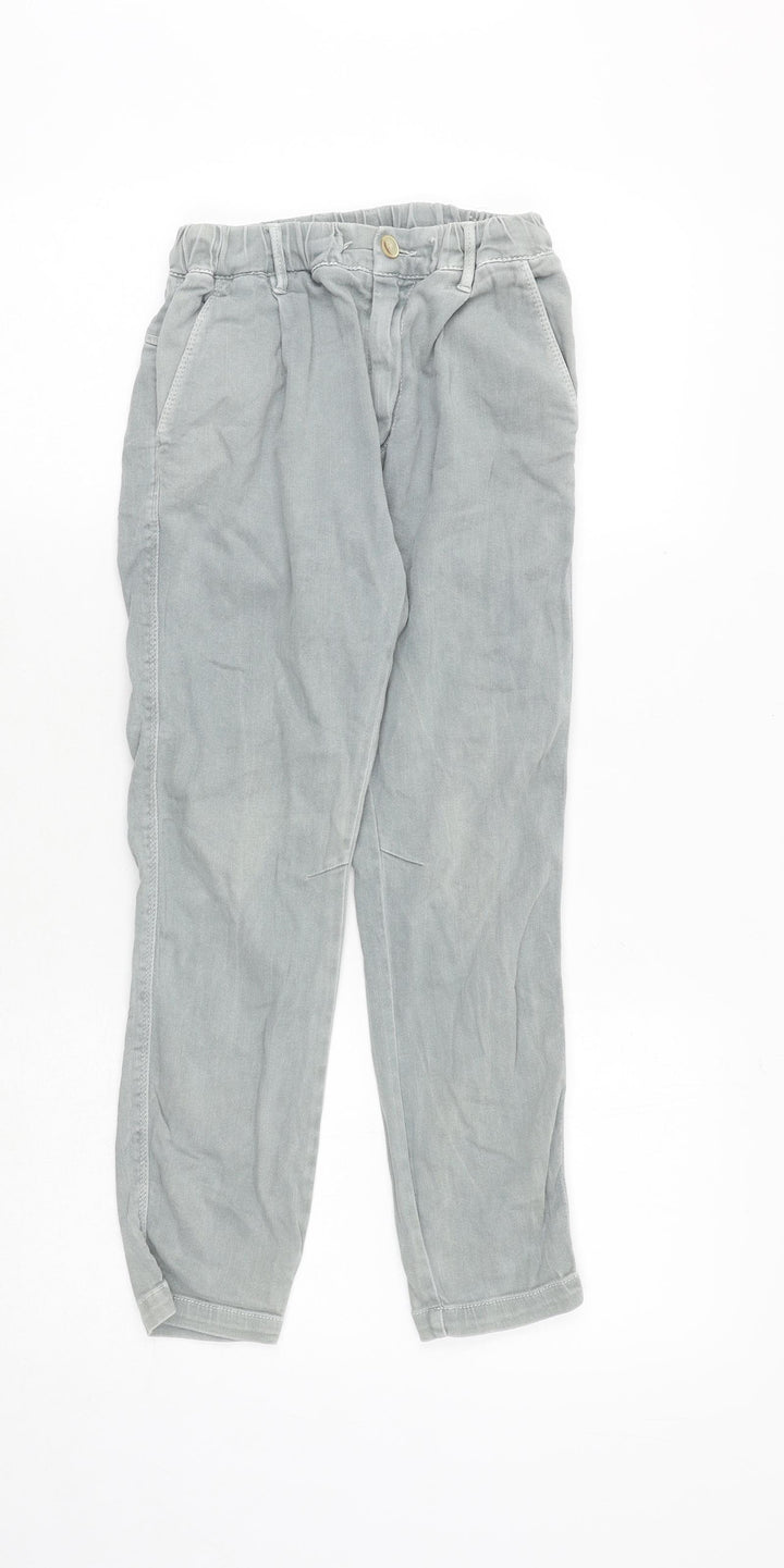 Zara Girls Blue Cotton Straight Jeans Size 9 Years Regular Zip