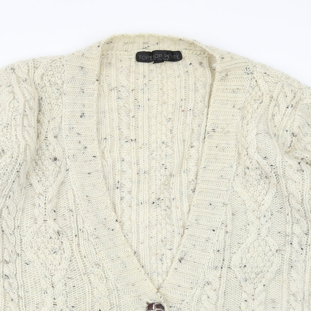 Topshop Womens Beige V-Neck Wool Cardigan Jumper Size 10
