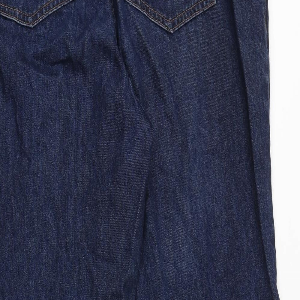 NEXT Womens Blue Cotton Wide-Leg Jeans Size 14 Regular Zip