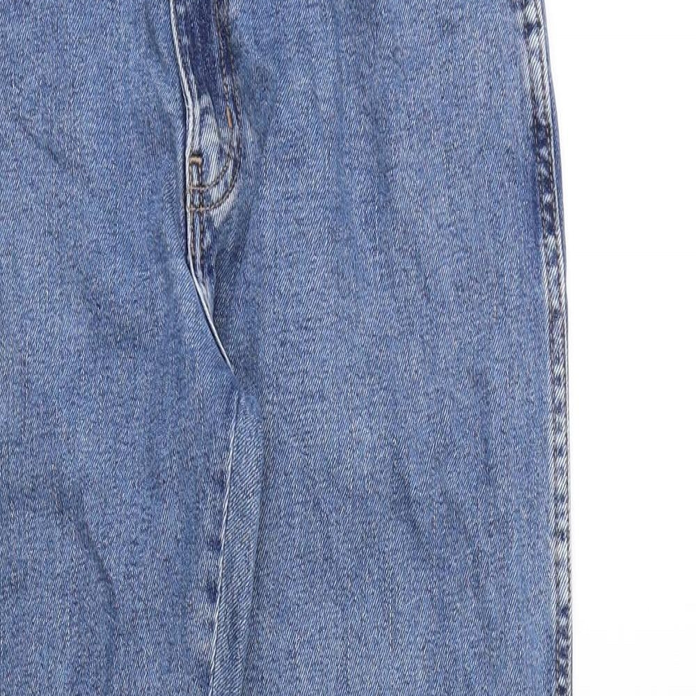 Wrangler Mens Blue Cotton Straight Jeans Size 32 in Regular Zip