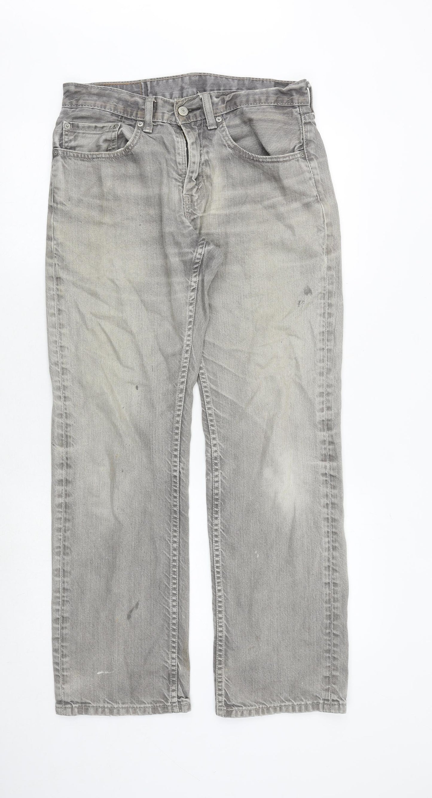 Levi's Mens Grey Cotton Straight Jeans Size 31 in Regular Zip