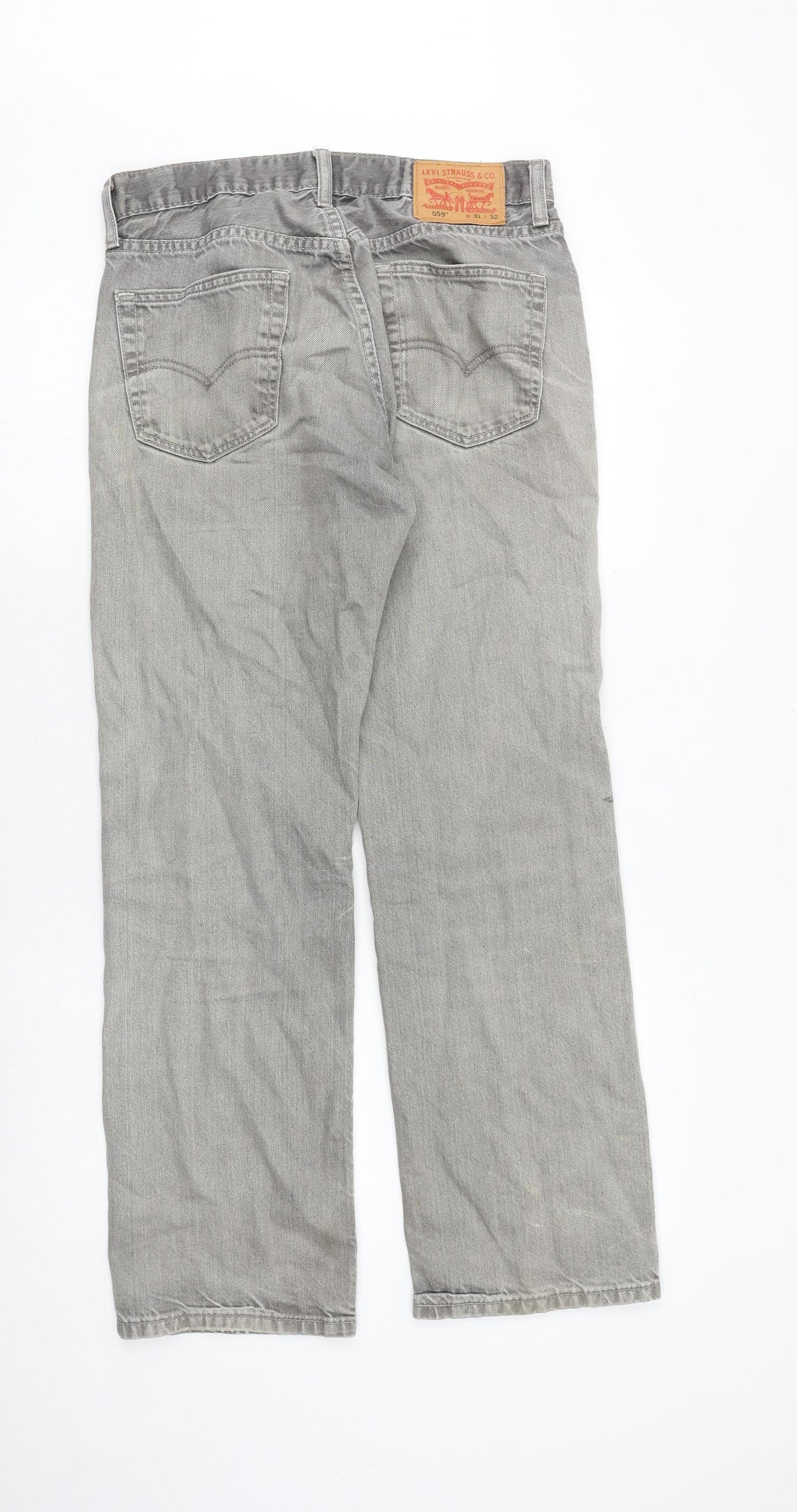Levi's Mens Grey Cotton Straight Jeans Size 31 in Regular Zip