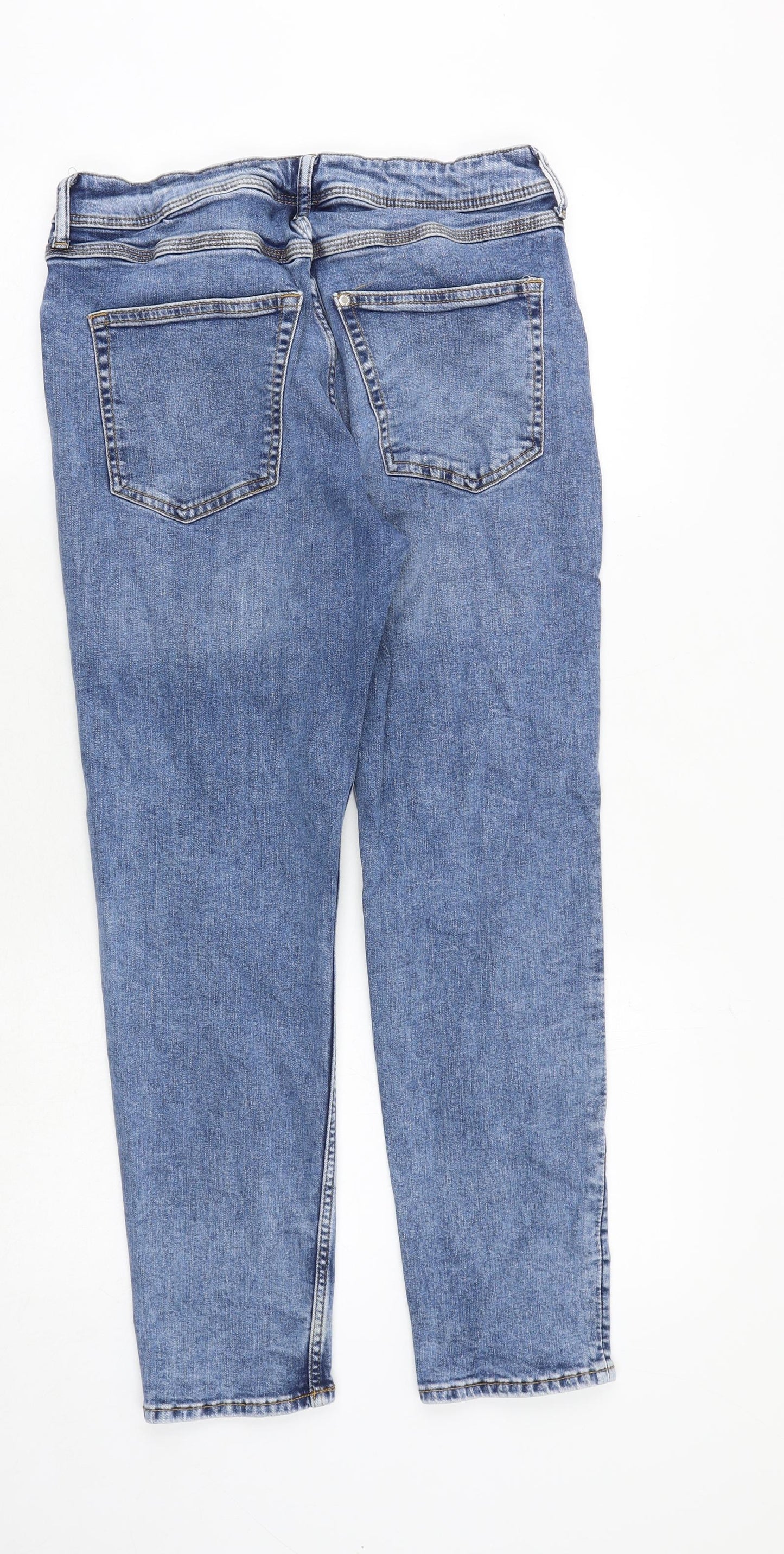 H&M Boys Blue Cotton Tapered Jeans Size 13-14 Years Regular Zip