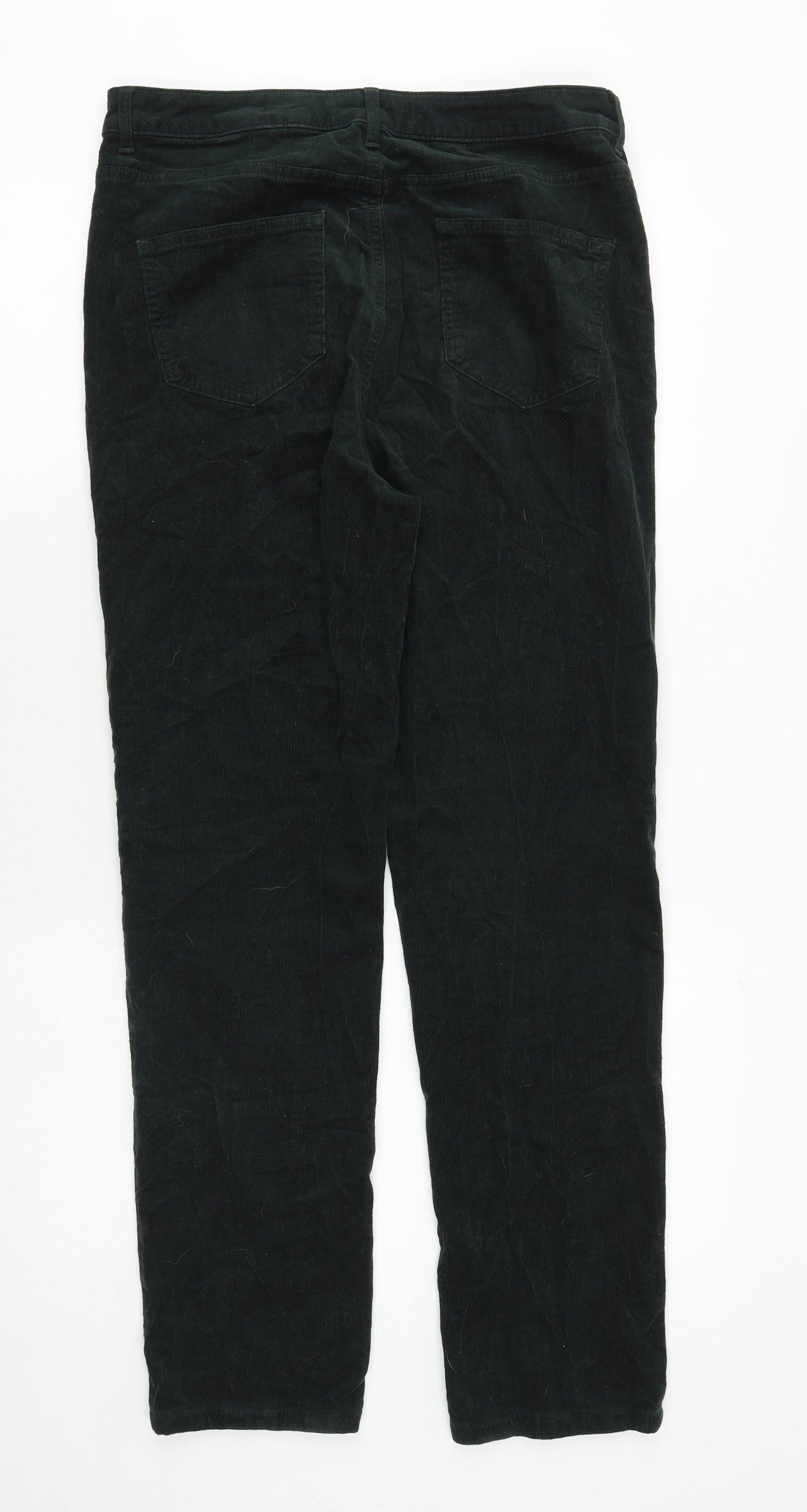 Marks and Spencer Womens Green Polyester Trousers Size 32 in Regular Zip