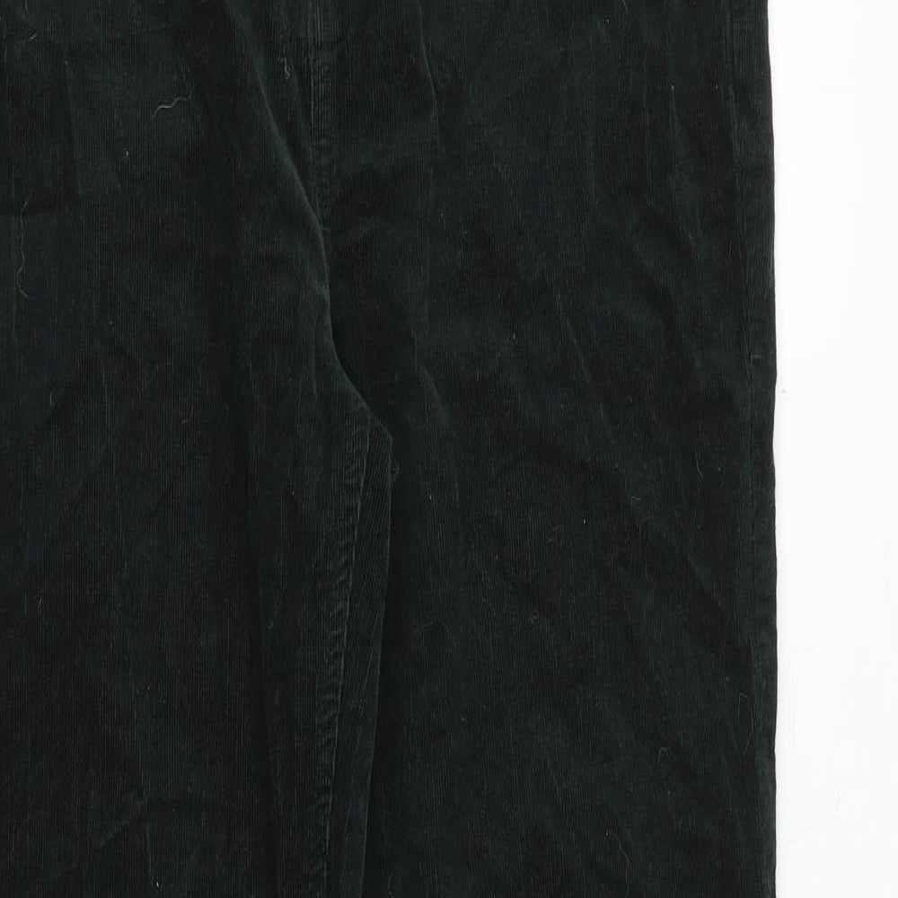 Marks and Spencer Womens Green Polyester Trousers Size 32 in Regular Zip