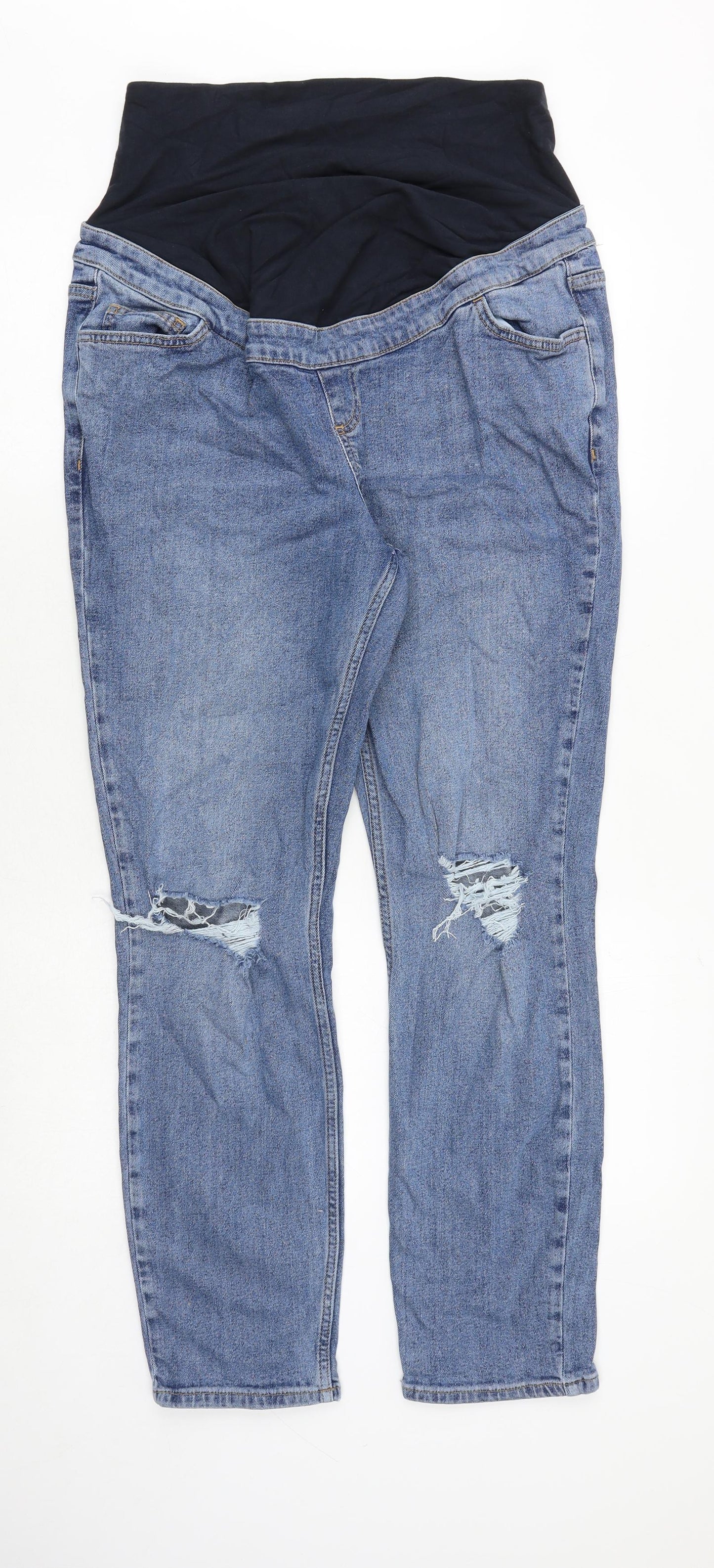 New Look Womens Blue Cotton Skinny Jeans Size 14 Extra-Slim Zip