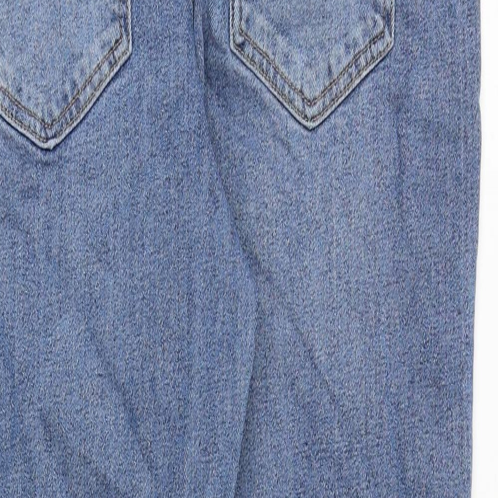 New Look Womens Blue Cotton Skinny Jeans Size 14 Extra-Slim Zip