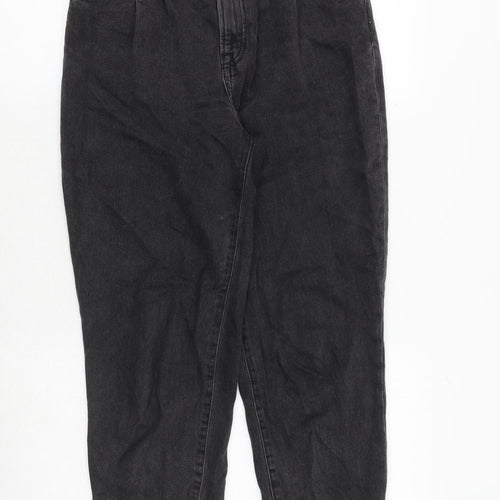 H&M Womens Grey Cotton Tapered Jeans Size 6 Regular Zip