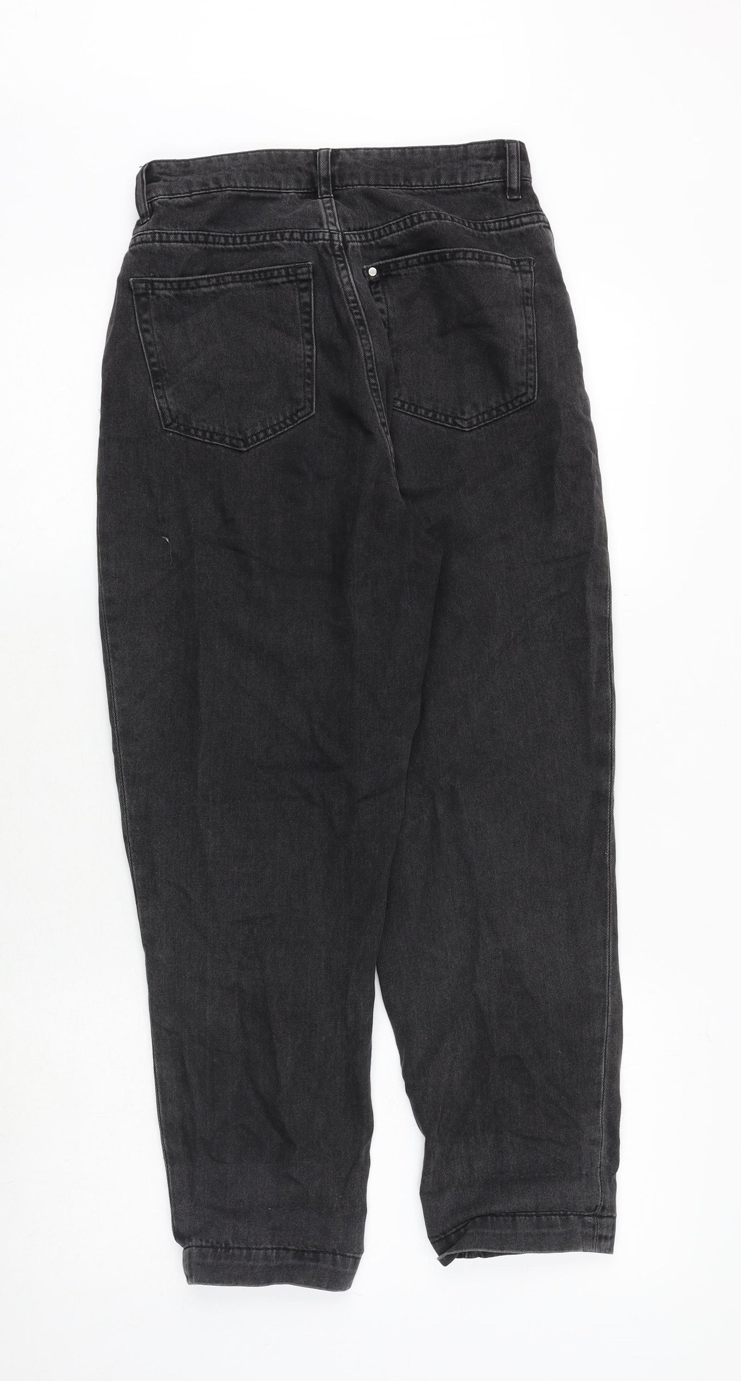 H&M Womens Grey Cotton Tapered Jeans Size 6 Regular Zip