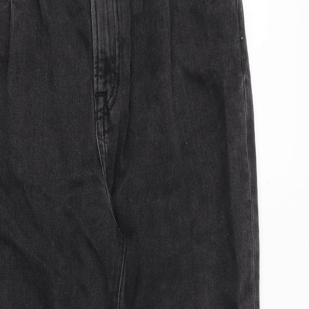 H&M Womens Grey Cotton Tapered Jeans Size 6 Regular Zip
