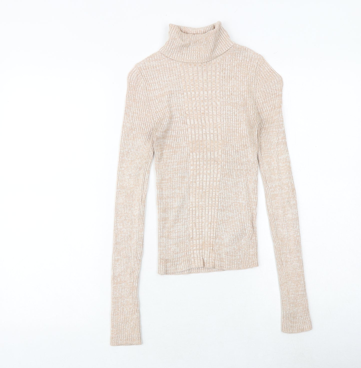 Miss Selfridge Womens Beige Roll Neck Viscose Pullover Jumper Size 4