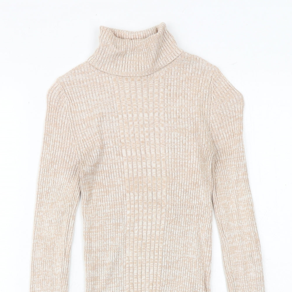 Miss Selfridge Womens Beige Roll Neck Viscose Pullover Jumper Size 4