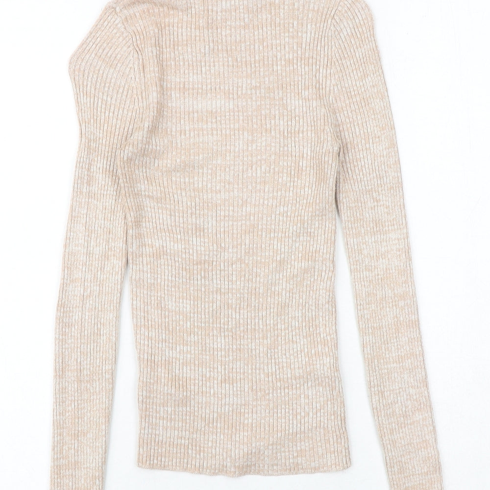 Miss Selfridge Womens Beige Roll Neck Viscose Pullover Jumper Size 4