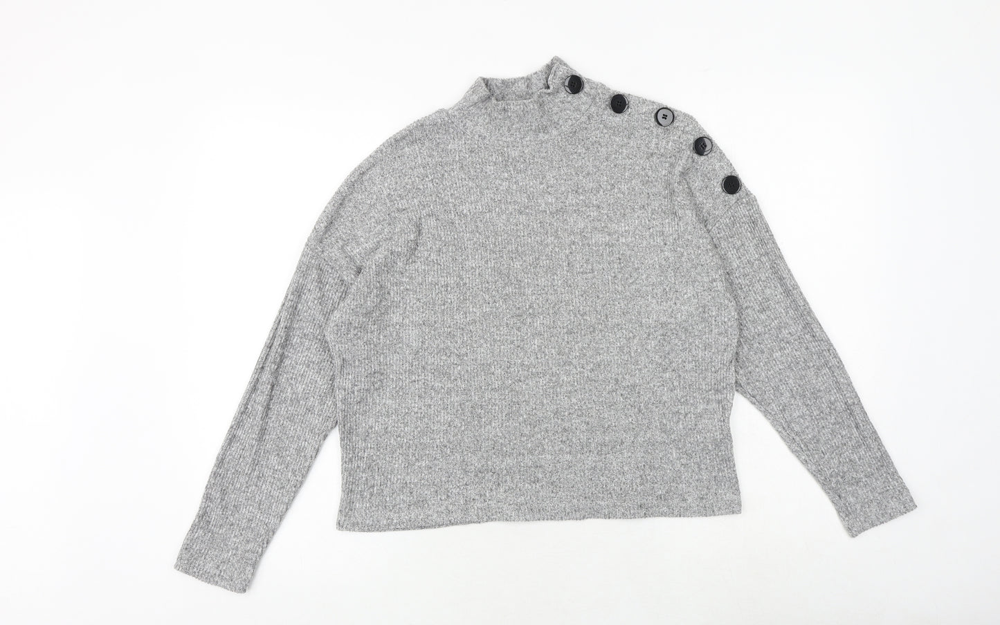 New Look Womens Grey High Neck Viscose Pullover Jumper Size S