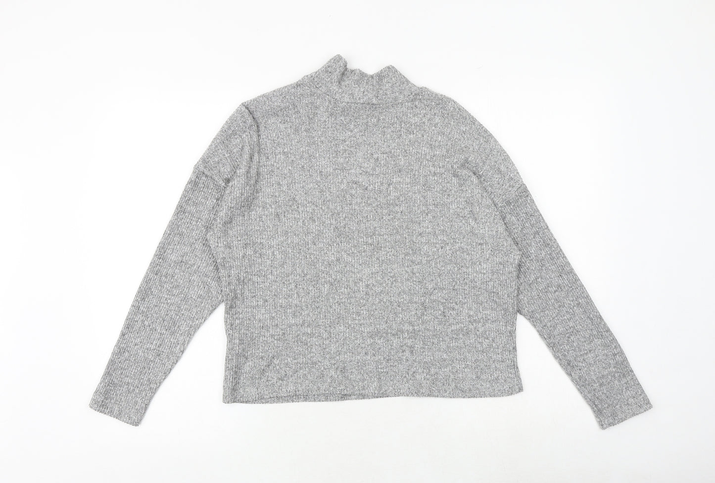 New Look Womens Grey High Neck Viscose Pullover Jumper Size S