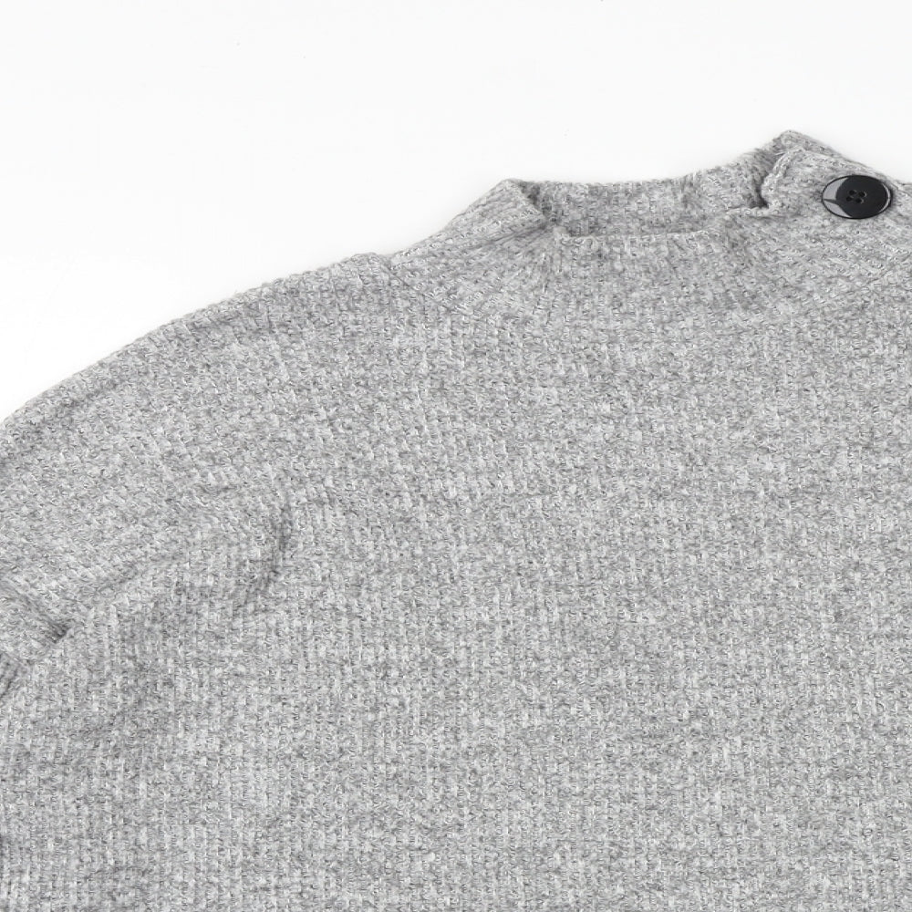 New Look Womens Grey High Neck Viscose Pullover Jumper Size S