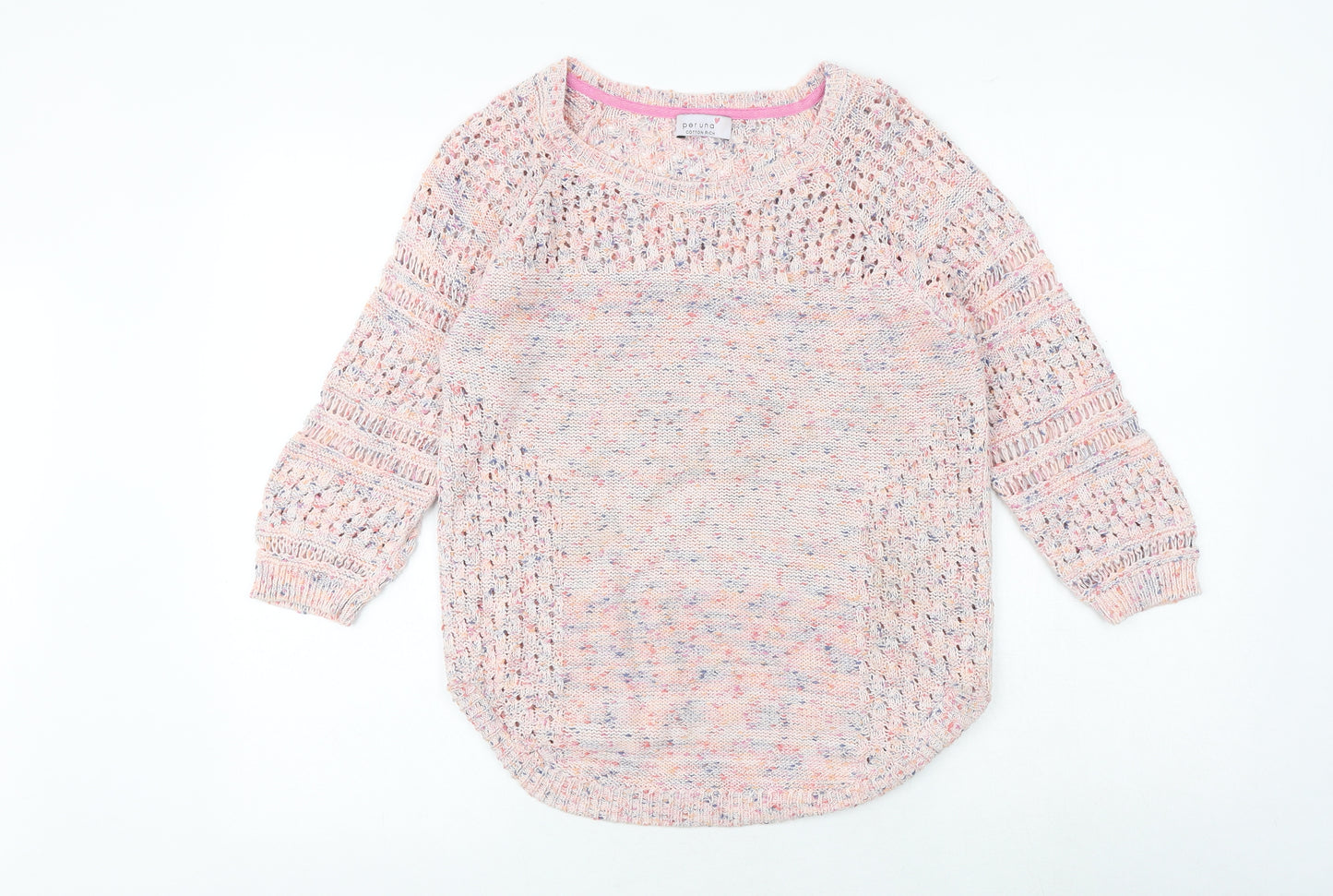 Marks and Spencer Womens Pink Boat Neck Cotton Pullover Jumper Size 12