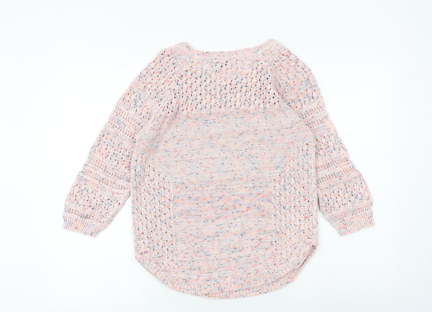Marks and Spencer Womens Pink Boat Neck Cotton Pullover Jumper Size 12