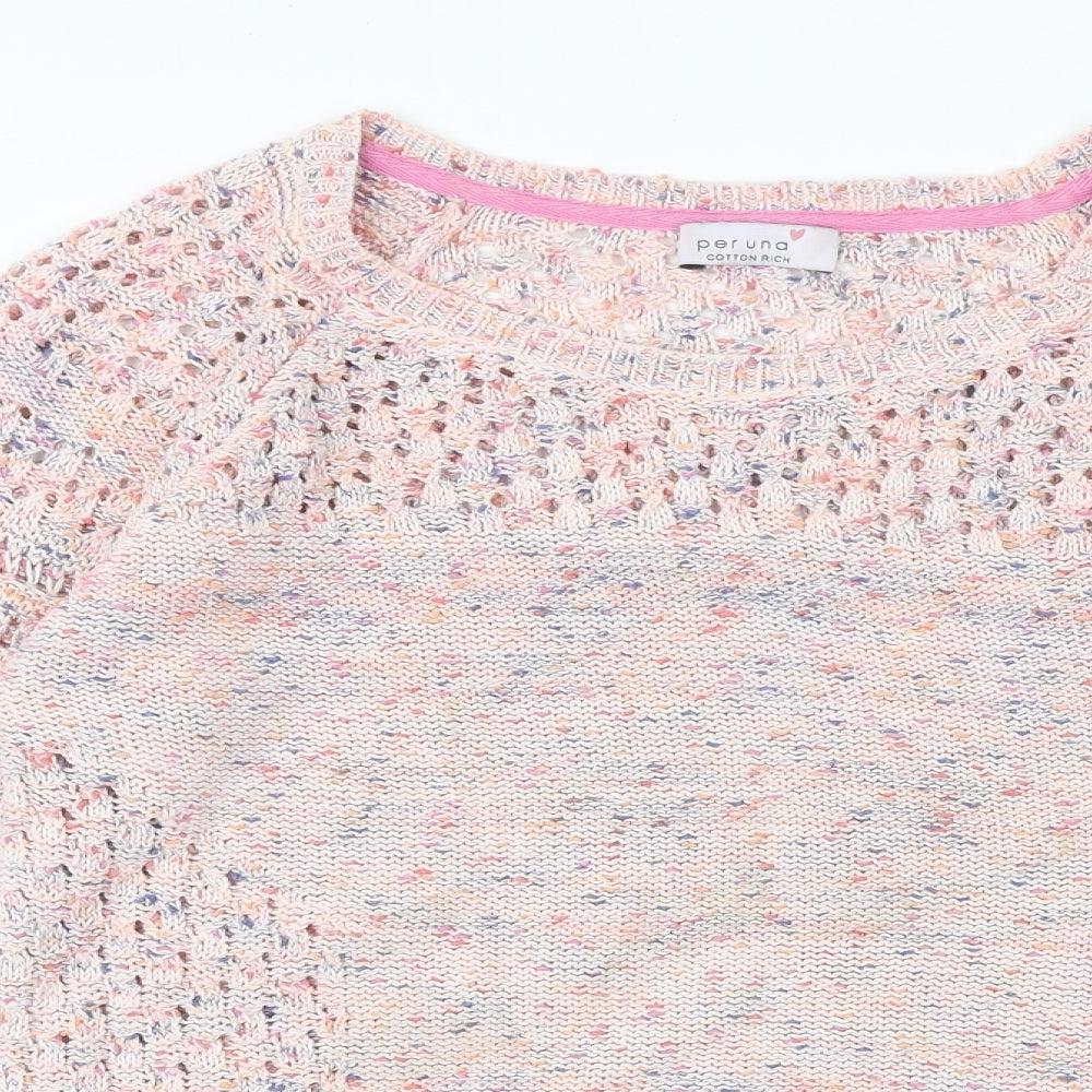 Marks and Spencer Womens Pink Boat Neck Cotton Pullover Jumper Size 12
