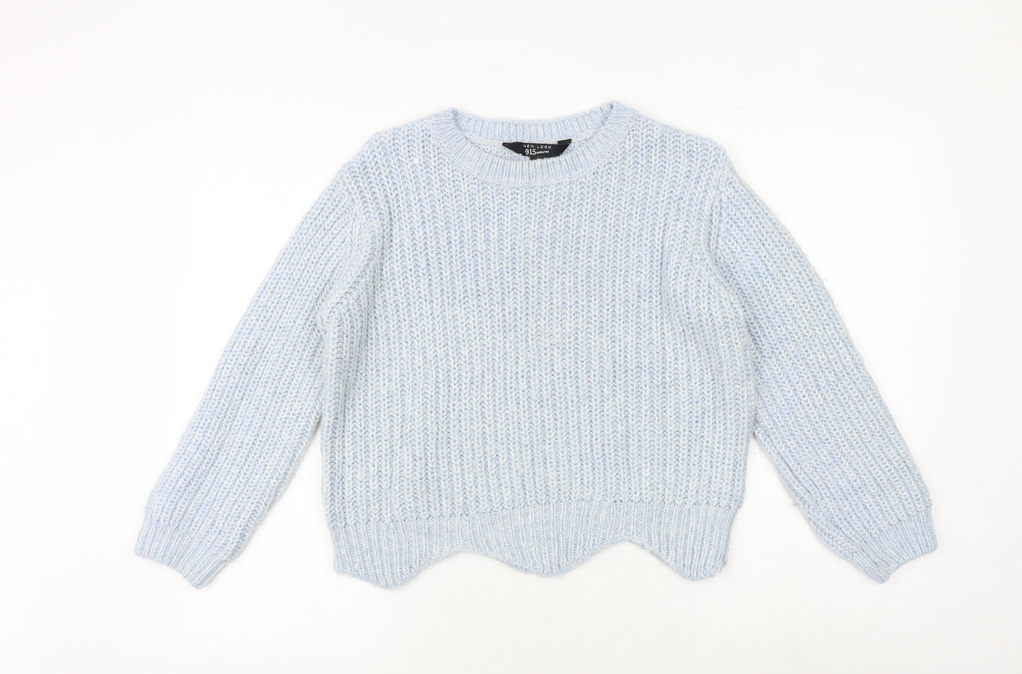 New Look Girls Blue Round Neck Acrylic Pullover Jumper Size 12-13 Years Pullover