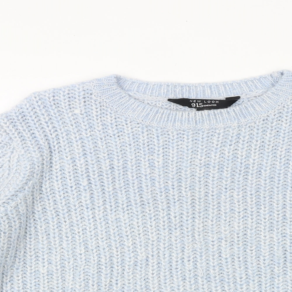 New Look Girls Blue Round Neck Acrylic Pullover Jumper Size 12-13 Years Pullover
