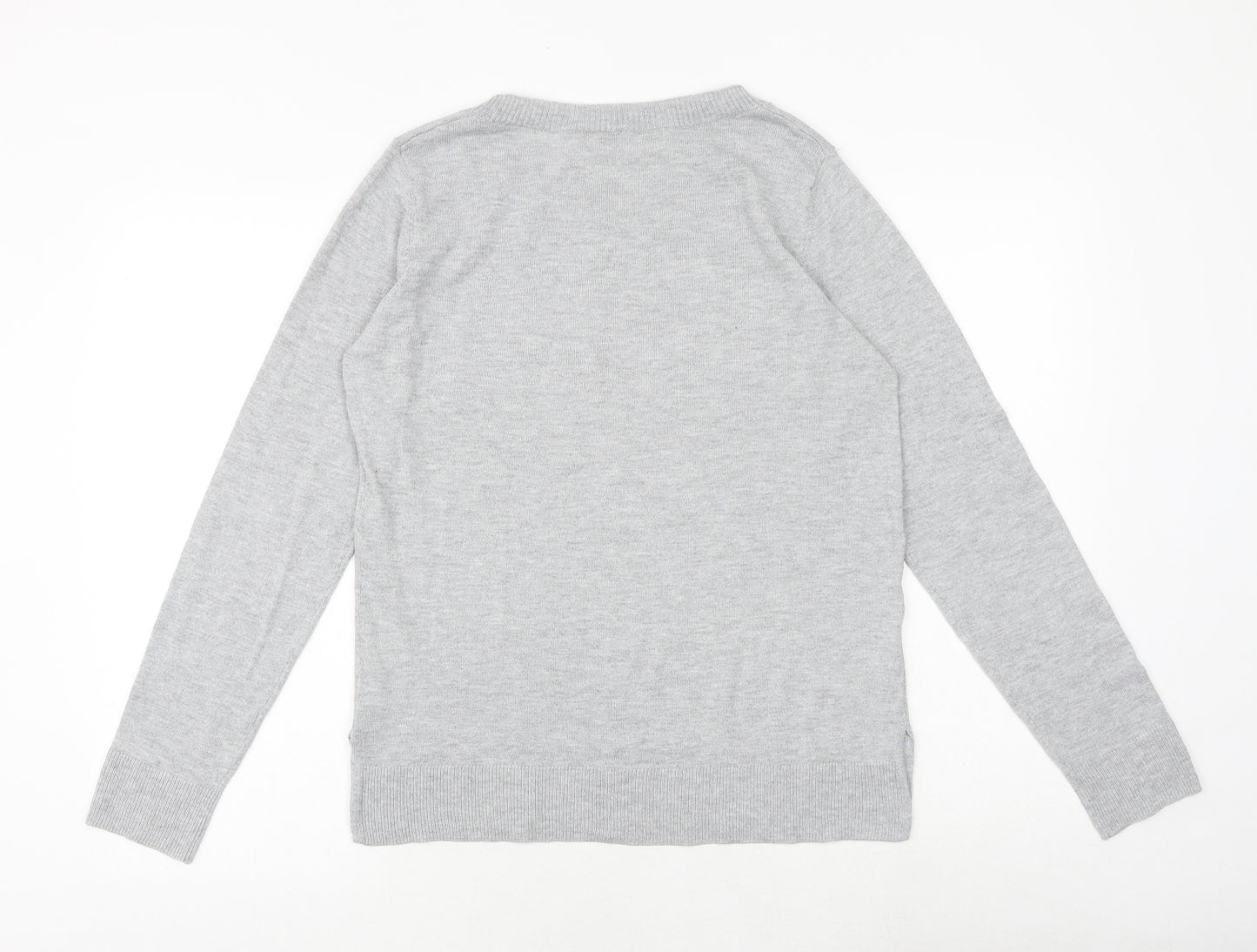 NEXT Womens Grey Round Neck Polyester Pullover Jumper Size 10
