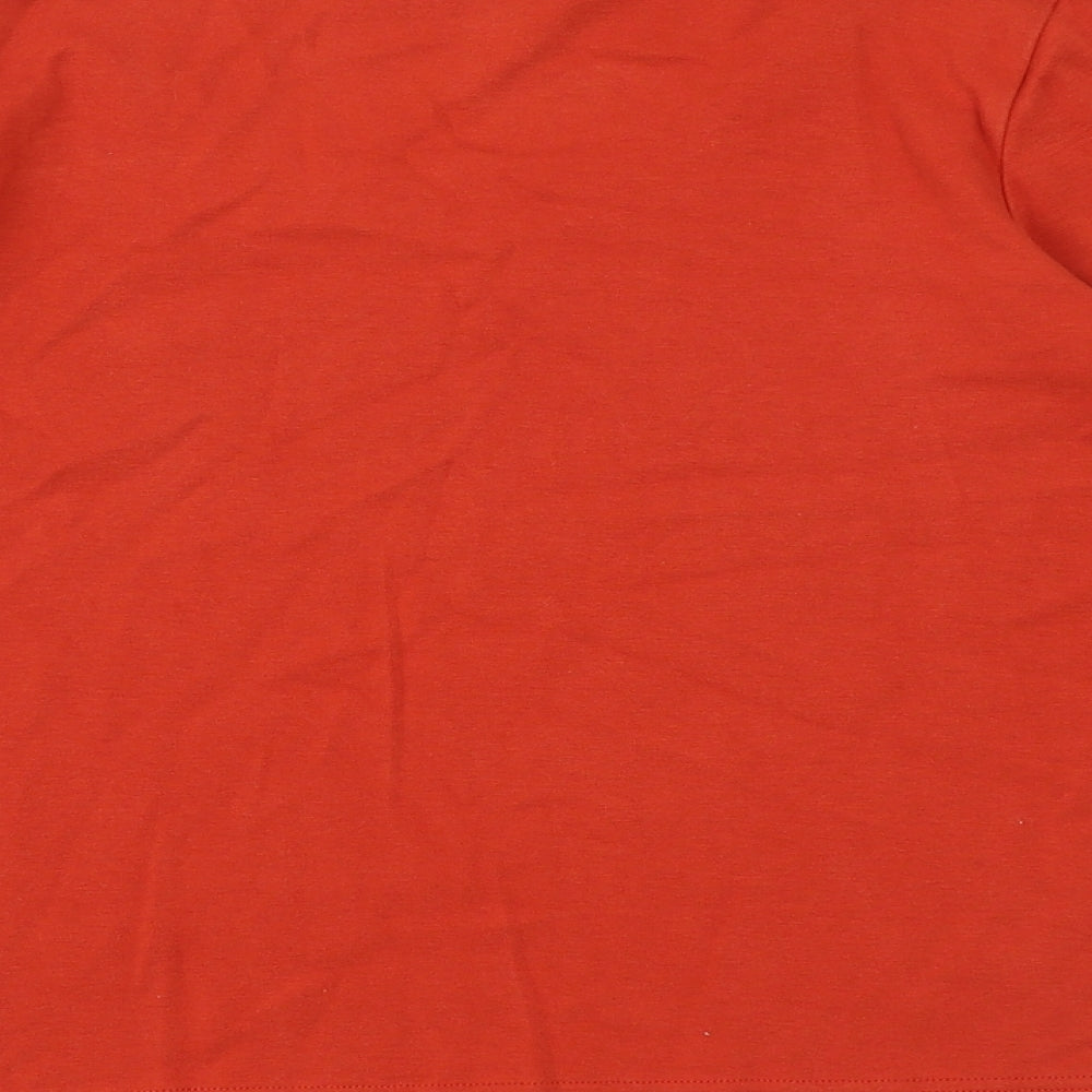 DASH Womens Orange Cotton Basic T-Shirt Size 14 Scoop Neck