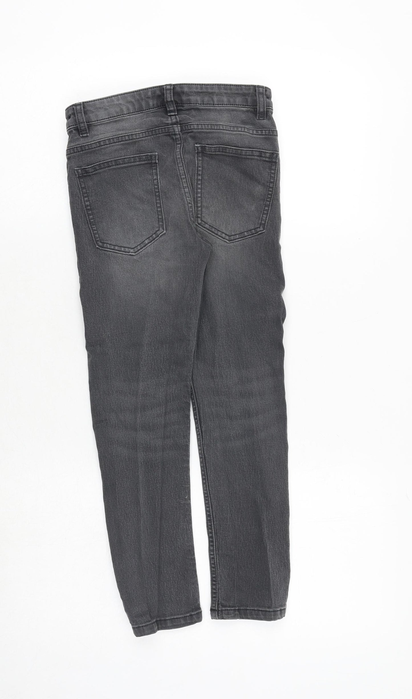 NEXT Boys Grey Cotton Skinny Jeans Size 9 Years Regular Zip