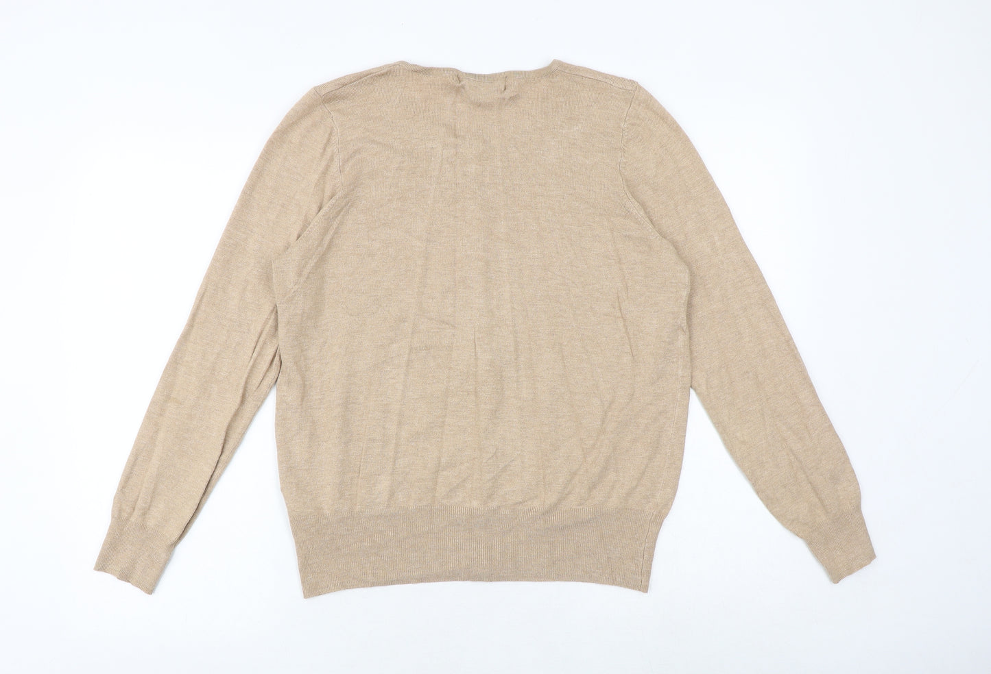 Marks and Spencer Womens Brown Round Neck Viscose Cardigan Jumper Size 16