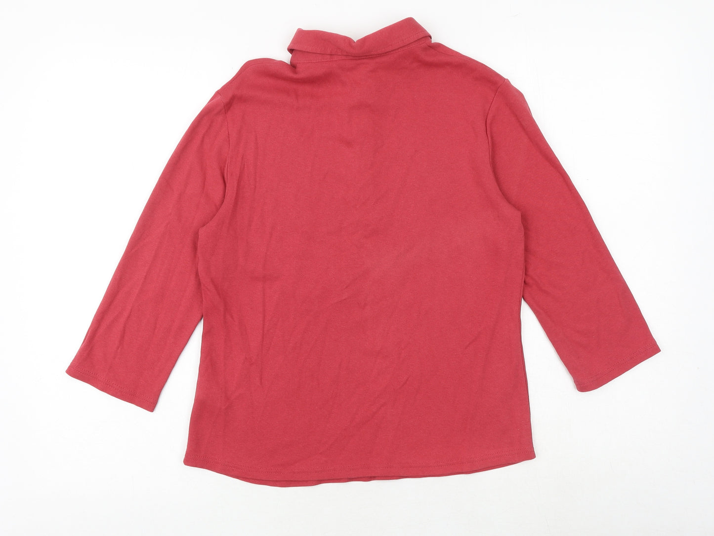 Marks and Spencer Womens Red 100% Cotton Basic T-Shirt Size 12 Collared