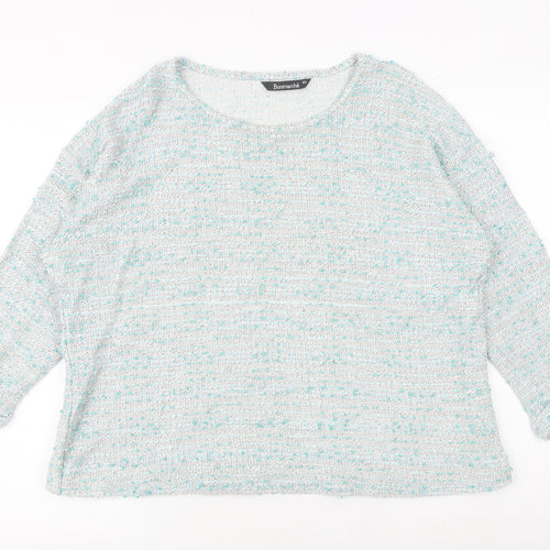 Bonmarché Womens Blue Round Neck Polyester Pullover Jumper Size 20