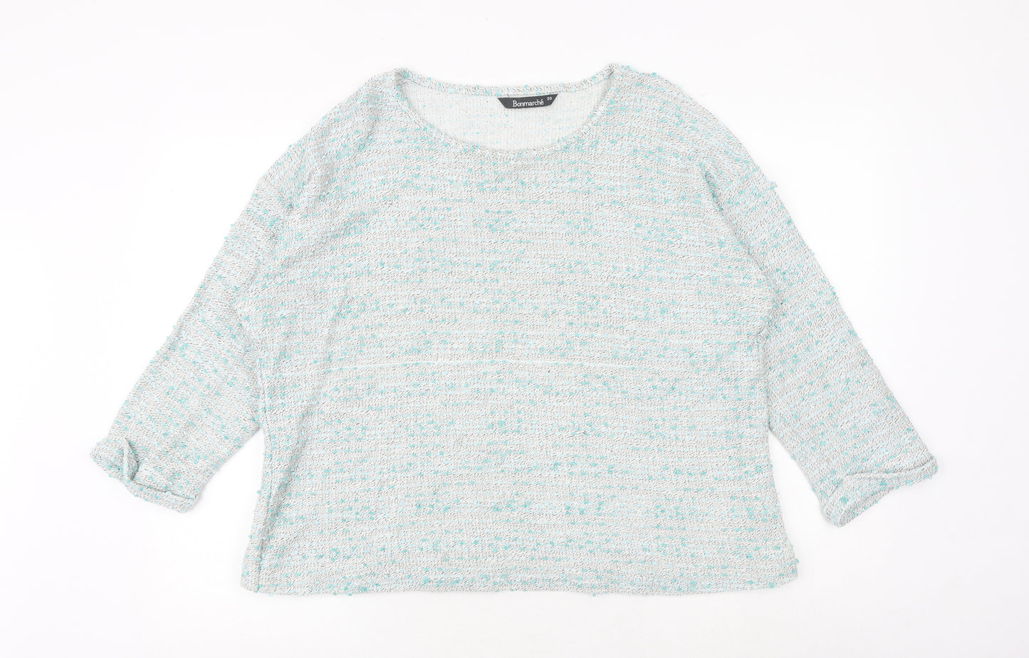 Bonmarché Womens Blue Round Neck Polyester Pullover Jumper Size 20