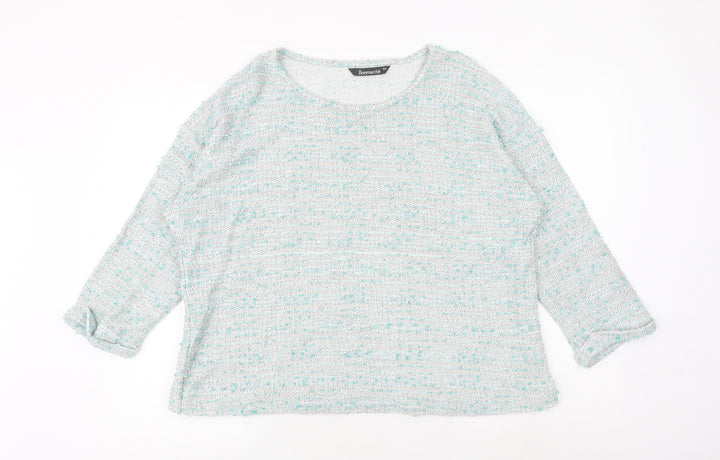 Bonmarché Womens Blue Round Neck Polyester Pullover Jumper Size 20