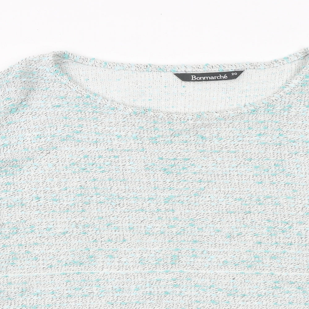 Bonmarché Womens Blue Round Neck Polyester Pullover Jumper Size 20